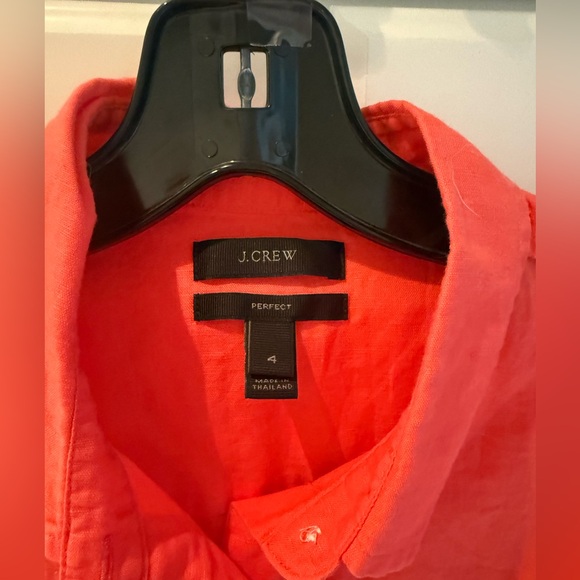 J Crew beautiful linen coral button-down top - Picture 3 of 5